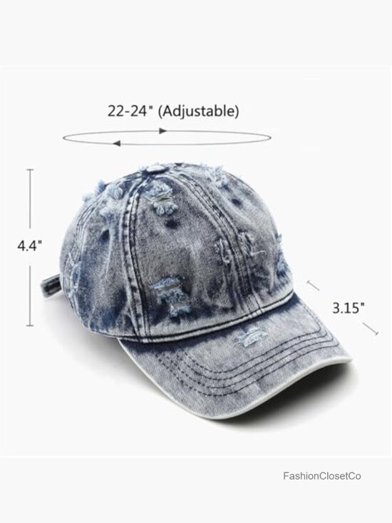 Unconstructed Cotton Denim Baseball Cap Vintage Distressed Dad Hat Trucker main image 2